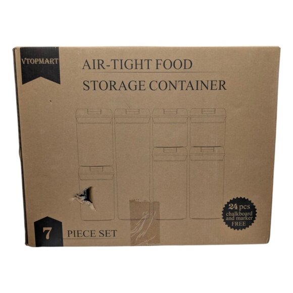 Airtight Food Storage Containers Set of 7 Clear White BPA Free Plastic Storage - Picture 3 of 12